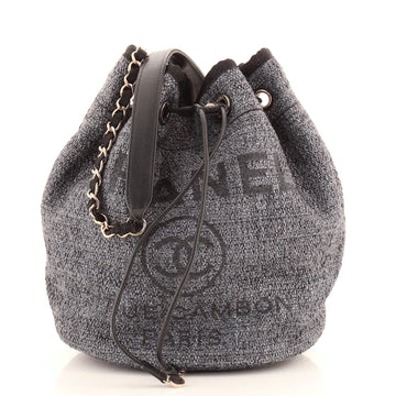 Chanel Deauville Drawstring Bucket Bag Raffia Medium