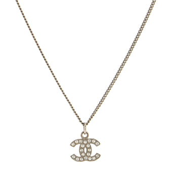 Chanel CC Crystal Logo Necklace Metal
