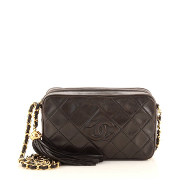 Chanel Vintage Diamond CC Camera Bag Quilted Leather Small