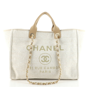 Chanel Deauville Tote Raffia with Glitter Detail Large