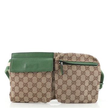 Gucci Vintage Double Belt Bag GG Canvas