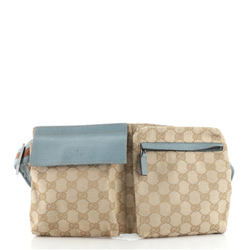 Gucci Vintage Double Belt Bag GG Canvas
