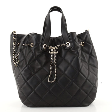Chanel CC Dweller Drawstring Bucket Tote Quilted Lambskin Medium