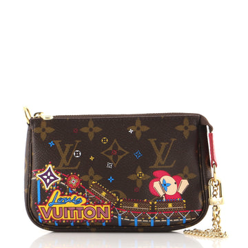 Louis Vuitton Pochette Accessoires Limited Edition Vivienne Xmas Monogram Canvas Mini