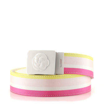 Chanel Camellia Logo Buckle Belt Nylon with Metal Medium