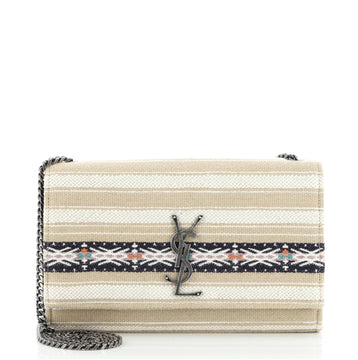 Saint Laurent Classic Monogram Crossbody Bag Striped Canvas Medium