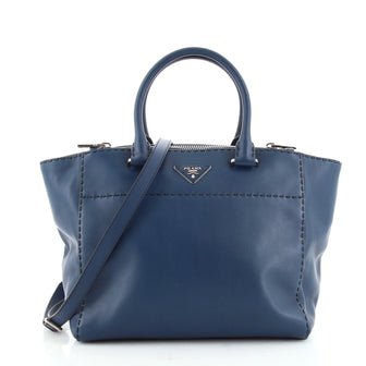 Prada Twin Pocket Tote Stitched City Calf Medium
