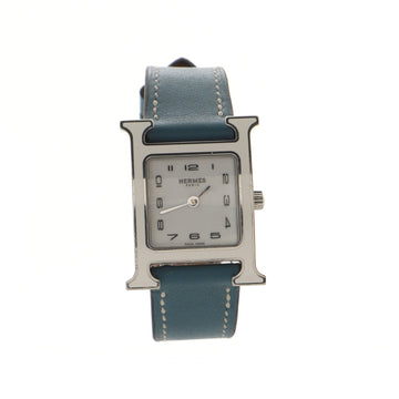 Hermes Heure H Quartz Watch Stainless Steel and Leather 21