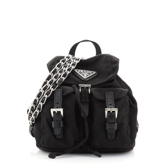 Prada Convertible Chain Backpack Tessuto Mini