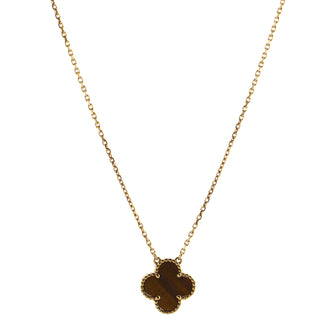 Van Cleef & Arpels Vintage Alhambra Pendant Necklace 18K Yellow Gold and Tiger Eye