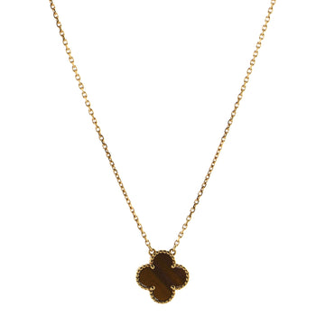 Van Cleef & Arpels Vintage Alhambra Pendant Necklace 18K Yellow Gold and Tiger Eye