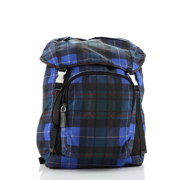 Prada Double Buckle Backpack Printed Tessuto Medium
