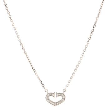 Cartier C Heart de Cartier Pendant Necklace 18K White Gold with Pave Diamonds