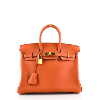 Hermes Birkin Handbag Orange Swift with Gold Hardware 25