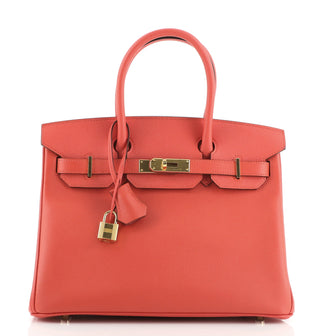Hermes Birkin Handbag Red Epsom with Gold Hardware 30