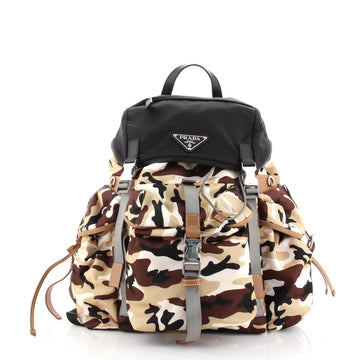 Prada Camouflage Multipocket Buckle Backpack Printed Tessuto