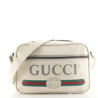 Gucci Logo Shoulder Bag Printed Leather