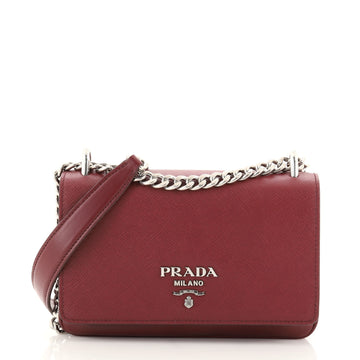 Prada Chain Flap Crossbody Bag Saffiano and Soft Calf Small