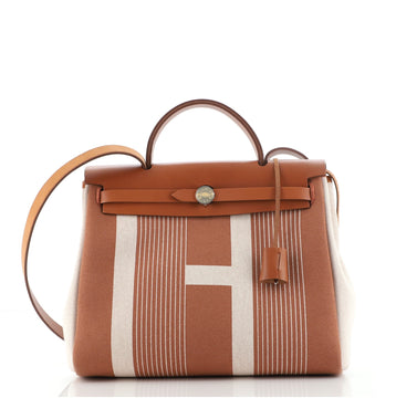 Hermes H Vibration Herbag Zip Printed Toile and Leather 31