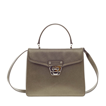 Salvatore Ferragamo Top Handle Gancini Satchel Saffiano Leather