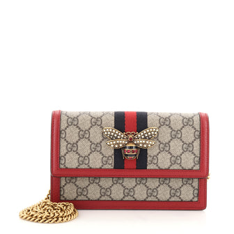 Gucci Queen Margaret Chain Wallet GG Coated Canvas Mini