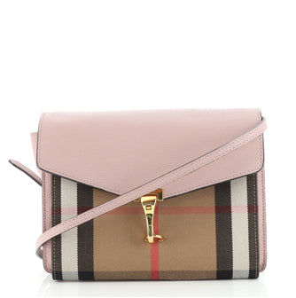 Burberry Macken Crossbody Bag Leather and House Check Canvas Small