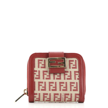 Fendi Vintage FF French Wallet Zucchino Canvas Compact