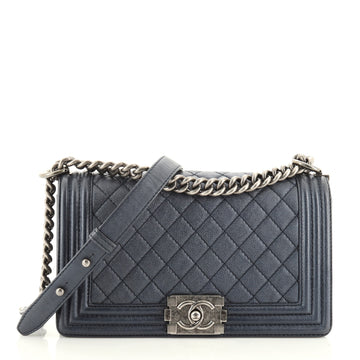 Chanel Boy Flap Bag Quilted Caviar Old Medium