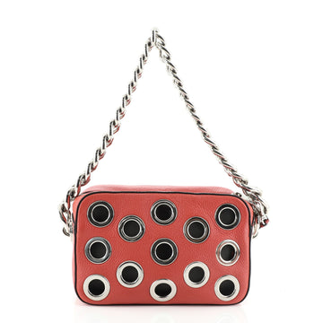 Prada Grommet Chain Shoulder Bag Vitello Daino Small