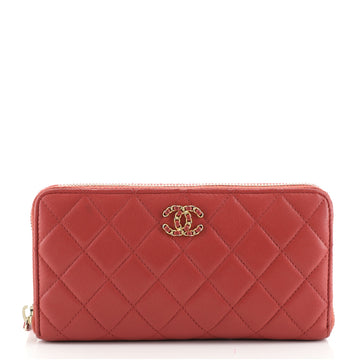 Chanel Chain Infinity Zip Around Wallet Quilted Lambskin Long