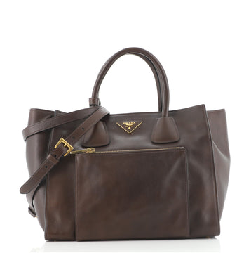 Prada Front Pocket Wing Convertible Tote Soft Calf