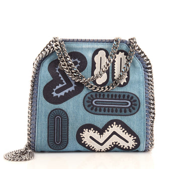 Stella McCartney Falabella Fold Over Crossbody Bag Zigarette Denim Mini
