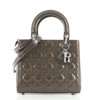 Christian Dior Lady Dior Bag Cannage Quilt Patent Medium