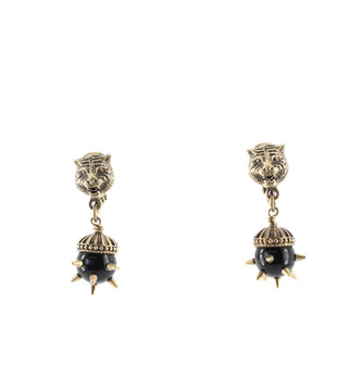 Gucci Feline Clip-On Drop Earrings Metal with Resin