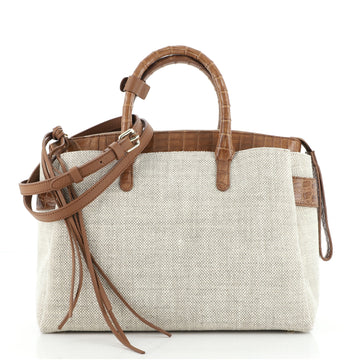 Nancy Gonzalez Cristie Tote Linen with Crocodile Medium