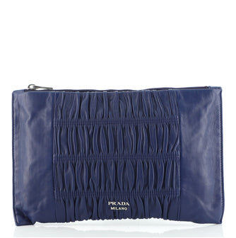Prada Zip Clutch Nappa Gaufre Medium