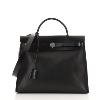 Hermes Herbag Zip Leather and Berline Vache Canvas 31