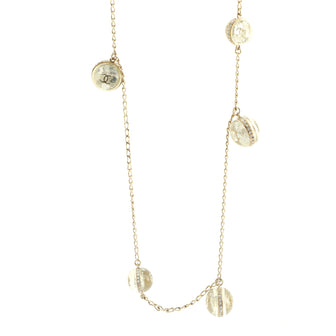 Chanel CC Round Ball Necklace Crystal Embellished Metal with Glitter Resin