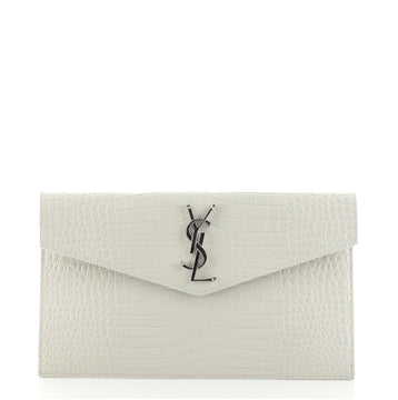 Saint Laurent Uptown Pouch Crocodile Embossed Leather
