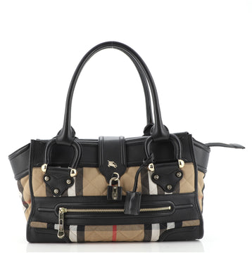 Burberry Manor Bag Quilted House Check Canvas with Leather Large