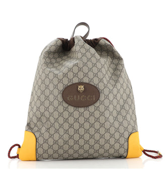 Gucci Neo Vintage Drawstring Backpack GG Coated Canvas Large