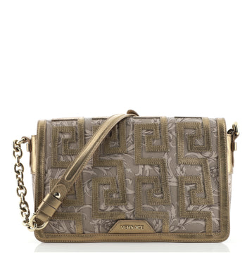 Versace Greca Chain Flap Bag Printed Leather with Applique Medium