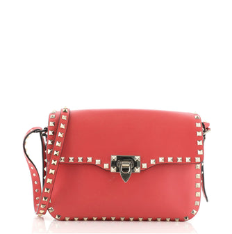 Valentino Rockstud Flip Lock Flap Bag Leather Medium