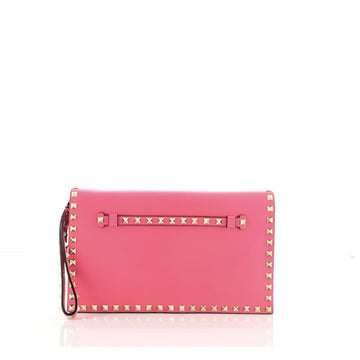 Valentino Rockstud Flap Clutch Leather