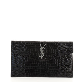 Saint Laurent Uptown Pouch Crocodile Embossed Leather