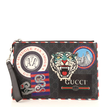 Gucci Night Courrier Pouch GG Coated Canvas with Applique
