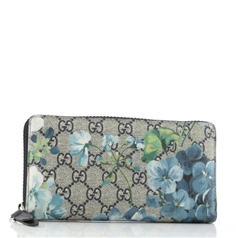 Gucci Zip Around Wallet Blooms Print GG Coated Canvas
