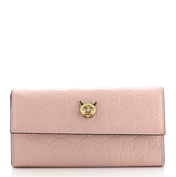 Gucci Animalier Flap Wallet Guccissima Long