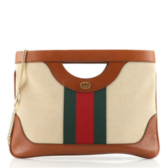 Gucci Chain Shoulder Bag Vintage Web Canvas