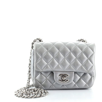 Chanel Square Classic Single Flap Bag Quilted Metallic Lambskin Mini